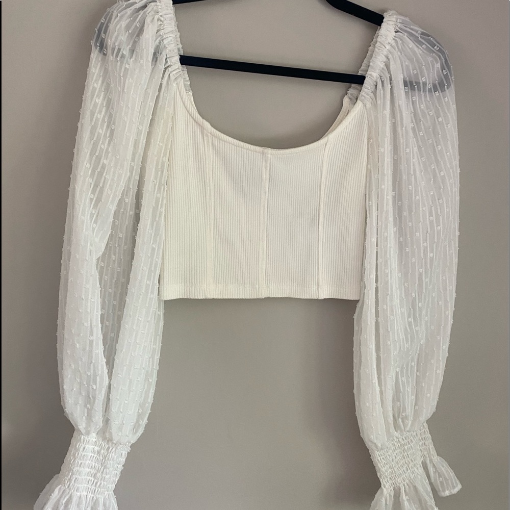 White puffy sleeve urban outfitters top